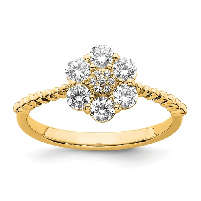 Goldia 14k Yellow Gold Lab Grown Diamond VSSI G Floral Ring Rings