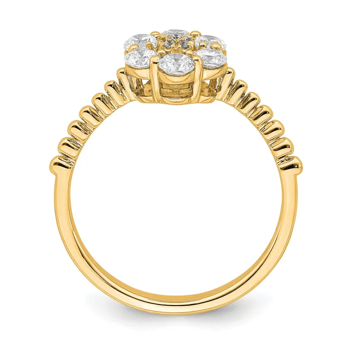 Goldia 14k Yellow Gold Lab Grown Diamond VSSI G Floral Ring Rings