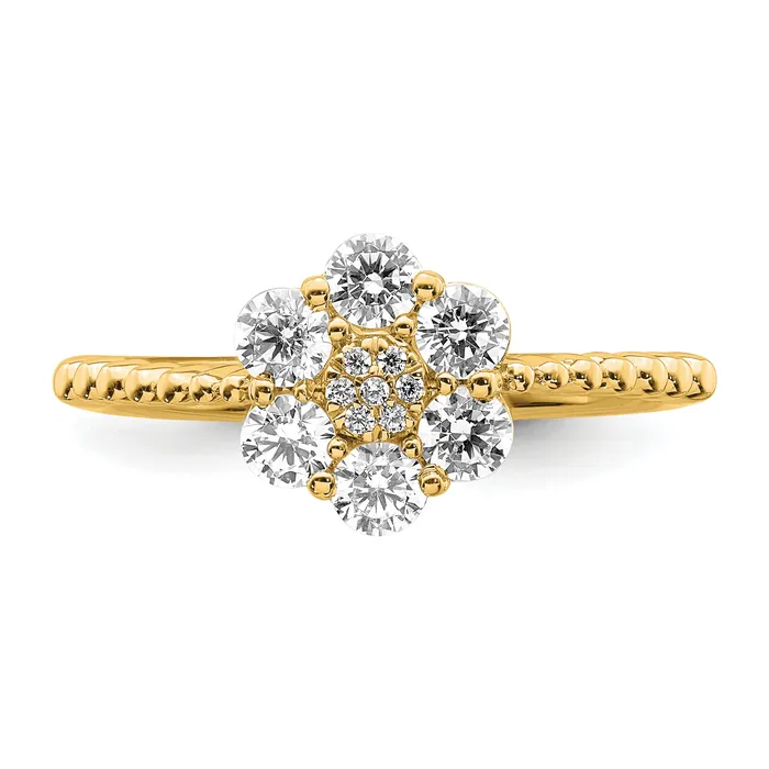 Goldia 14k Yellow Gold Lab Grown Diamond VSSI G Floral Ring Rings