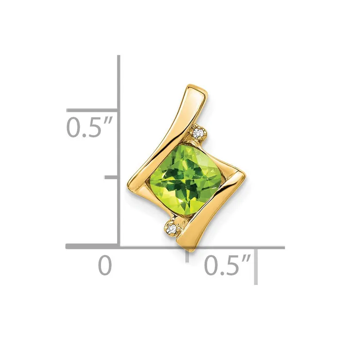 Goldia 14K Yellow Gold Peridot and Real Diamond Pendant Necklaces