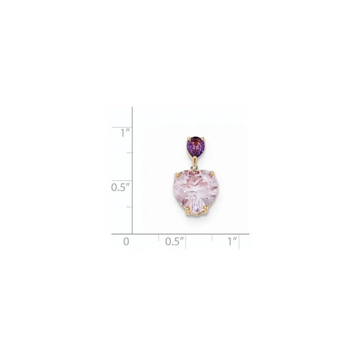 Goldia 14K Yellow Gold Pink Quartz u0026 Amethyst and Real Diamond Pendant Necklaces