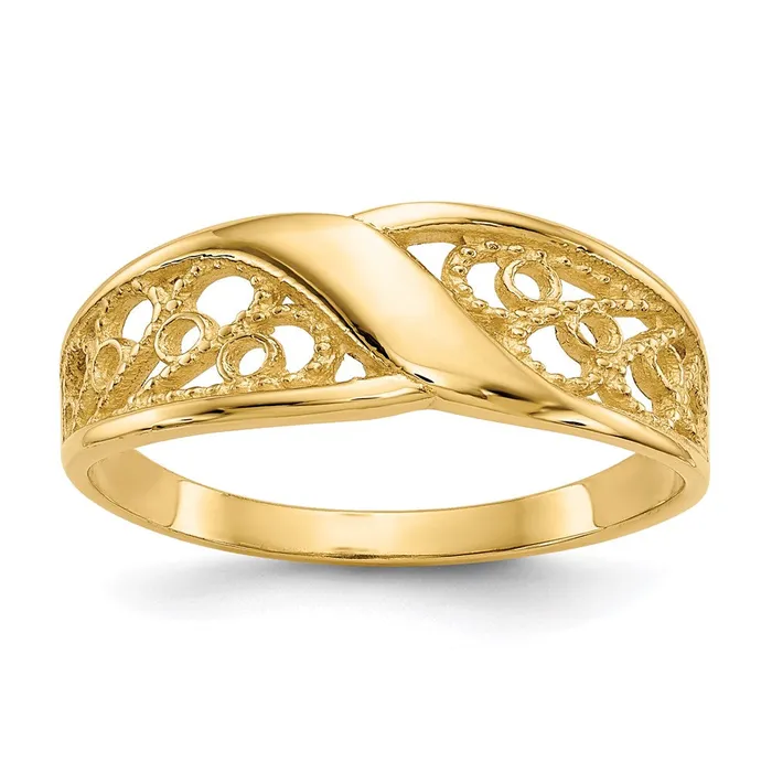 Goldia 14K Yellow Gold Polished Filigree Ring Rings