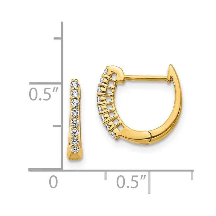 Goldia 14k Yellow Gold Polished Real Diamond Hinged Hoop Earrings Earrings