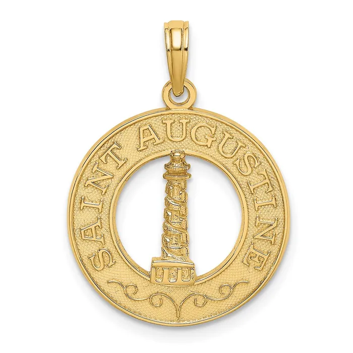 Goldia 14k Yellow Gold SAINT AUGUSTINE wLighthouse Circle Charm Charm Necklaces Goldia 14k Yellow Gold SAINT AUGUSTINE wLighthouse Circle Charm Charm Necklaces