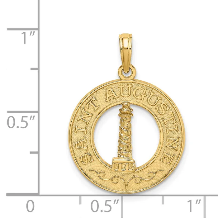 Goldia 14k Yellow Gold SAINT AUGUSTINE wLighthouse Circle Charm Charm Necklaces