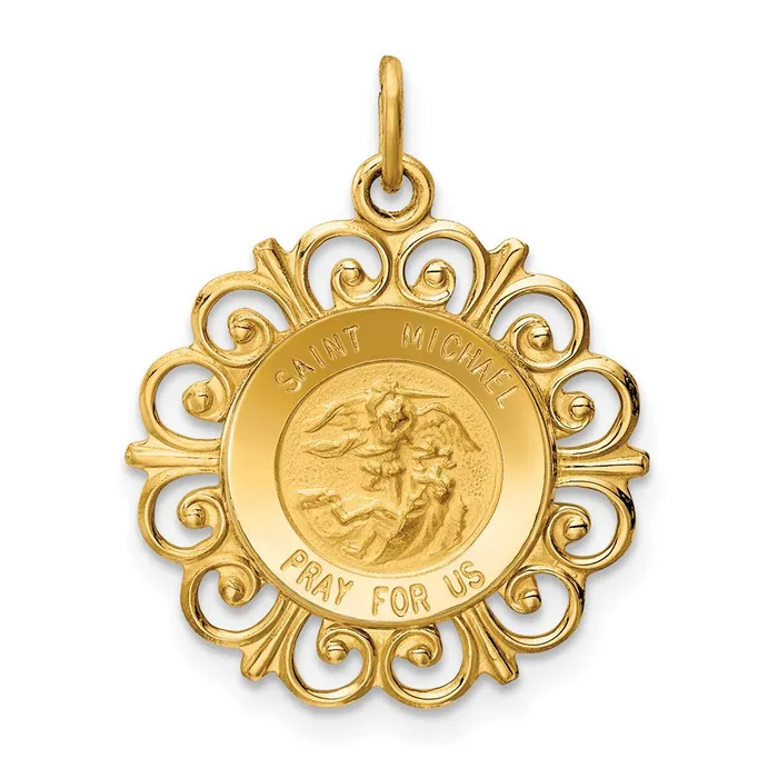 Goldia 14k Yellow Gold Saint Michael Medal Charm Charm Necklaces