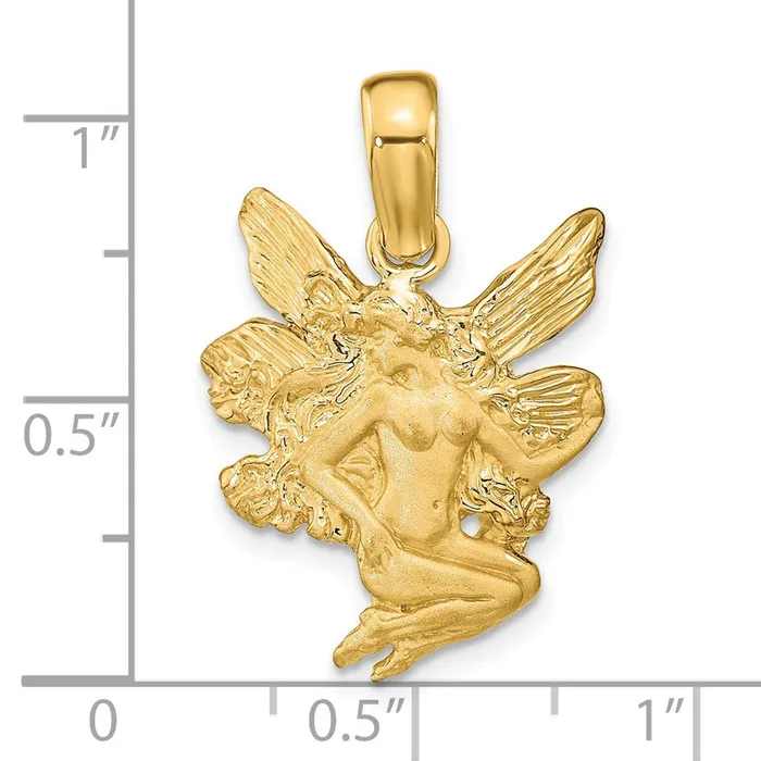 Goldia 14k Yellow Gold Satin and Polished Fairy Charm Charm Necklaces