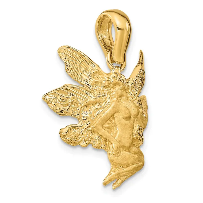 Goldia 14k Yellow Gold Satin and Polished Fairy Charm Charm Necklaces