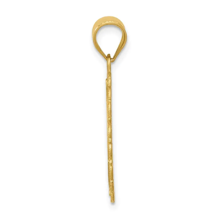 Goldia 14k Yellow Gold Solid Satin Polished Leo Zodiac Oval Pendant Necklaces