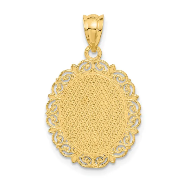 Goldia 14k Yellow Gold Solid Satin Polished Leo Zodiac Oval Pendant Necklaces