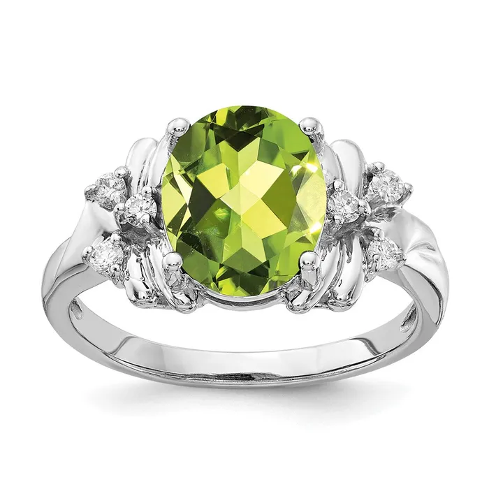 goldiaca 14k White Gold 10x8mm Oval Peridot Checker A Real Diamond ring Rings goldiaca 14k White Gold 10x8mm Oval Peridot Checker A Real Diamond ring Rings