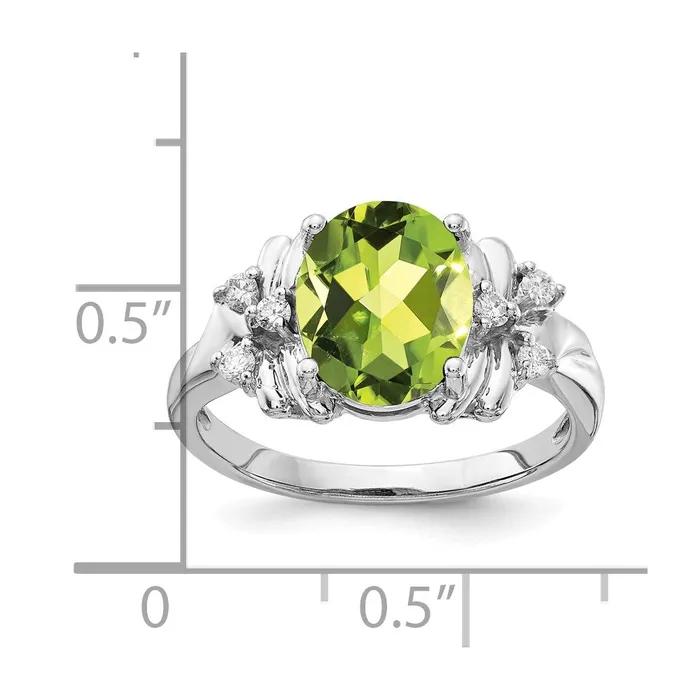 goldiaca 14k White Gold 10x8mm Oval Peridot Checker A Real Diamond ring Rings goldiaca 14k White Gold 10x8mm Oval Peridot Checker A Real Diamond ring Rings