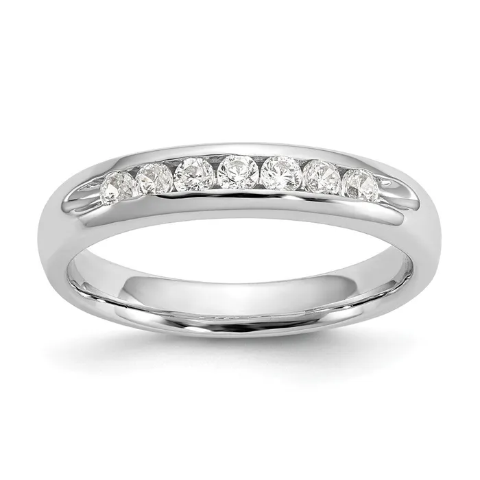goldiaca 14K White Gold 7Stone Real Diamond Channel Band Rings