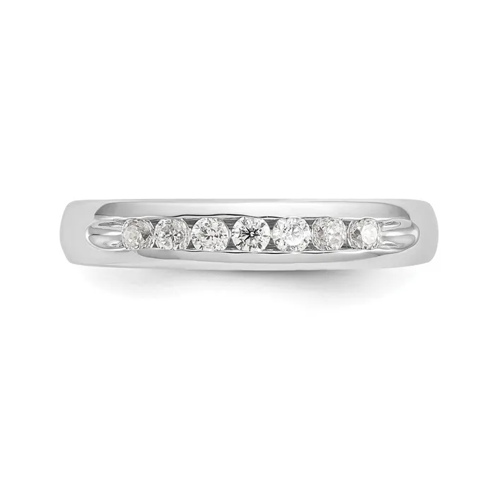 goldiaca 14K White Gold 7Stone Real Diamond Channel Band Rings