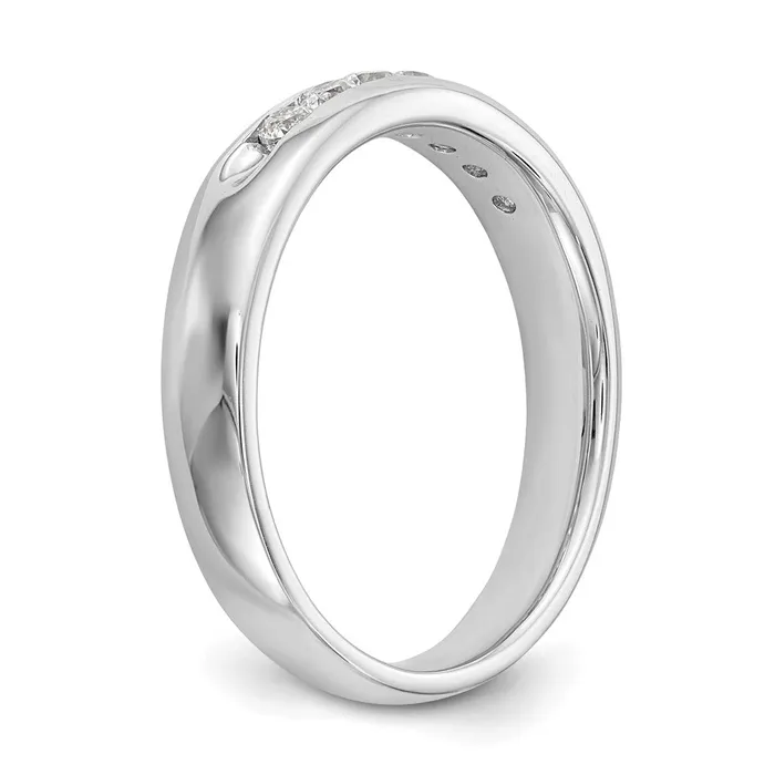 goldiaca 14K White Gold 7Stone Real Diamond Channel Band Rings