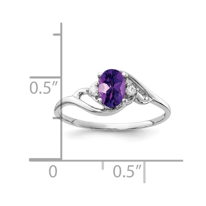 goldiaca Rings 14k White Gold 6x4mm Oval Amethyst Checker AA Real Diamond ring goldiaca Rings 14k White Gold 6x4mm Oval Amethyst Checker AA Real Diamond ring