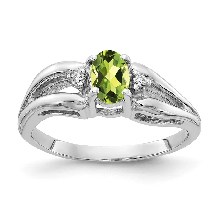 goldiaca Rings 14k White Gold 6x4mm Oval Peridot Checker AAA Real Diamond ring goldiaca Rings 14k White Gold 6x4mm Oval Peridot Checker AAA Real Diamond ring