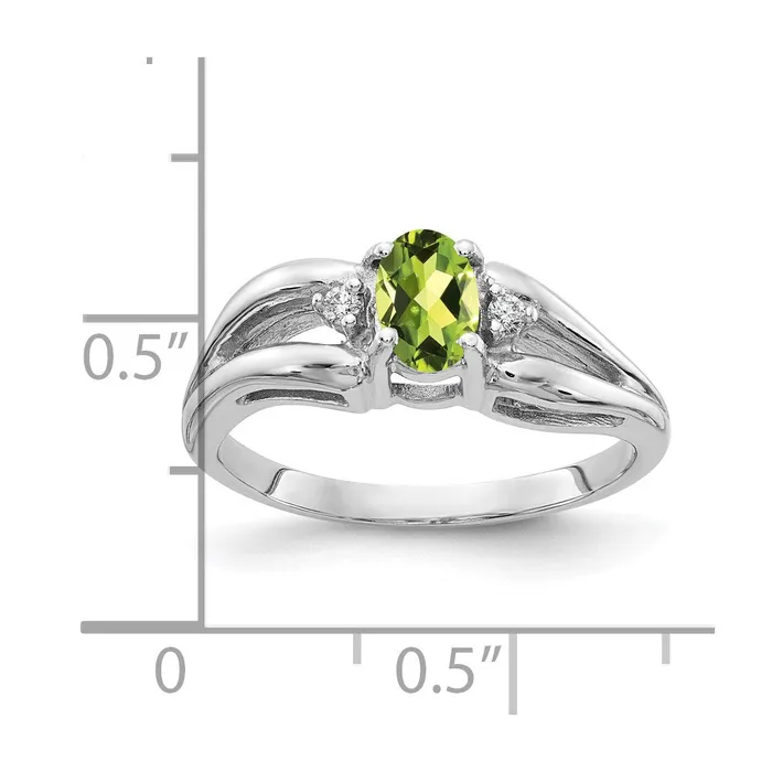 goldiaca Rings 14k White Gold 6x4mm Oval Peridot Checker AAA Real Diamond ring goldiaca Rings 14k White Gold 6x4mm Oval Peridot Checker AAA Real Diamond ring