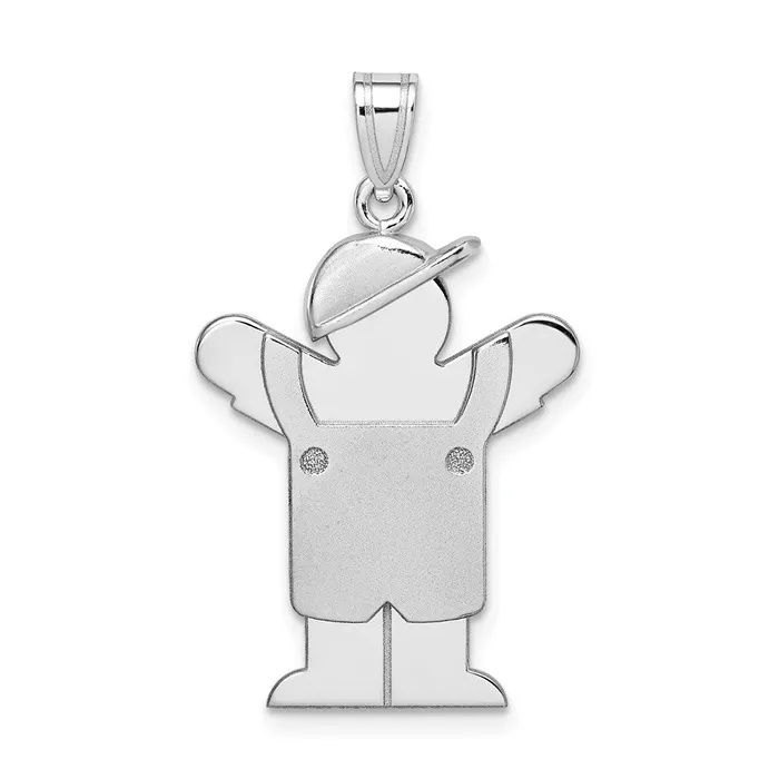 Goldia Charm Necklaces 14k White Gold Medium Boy with Hat on Left Engravable Charm Goldia Charm Necklaces 14k White Gold Medium Boy with Hat on Left Engravable Charm