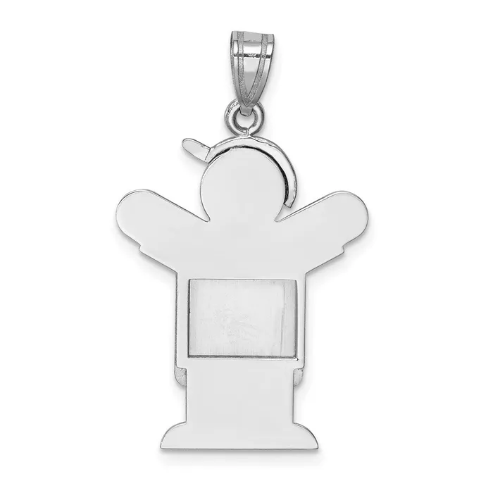 Goldia Charm Necklaces 14k White Gold Medium Boy with Hat on Left Engravable Charm