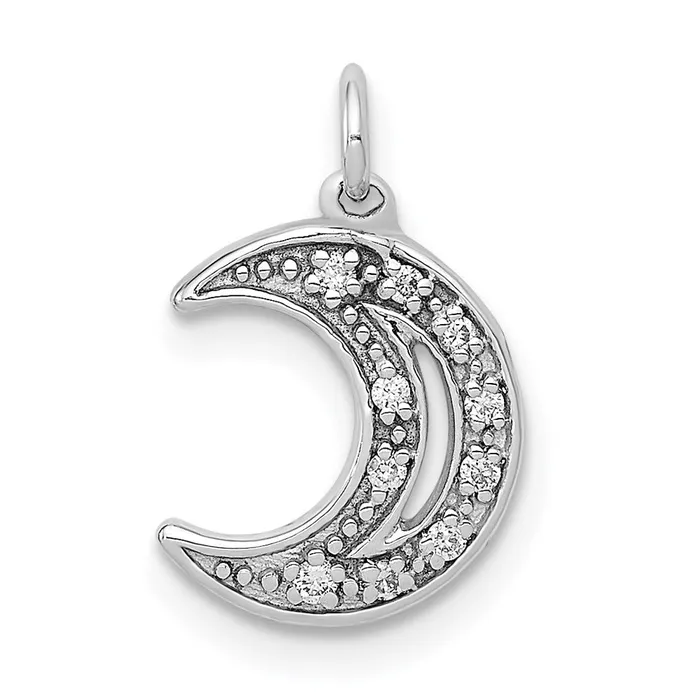 Goldia Charm Necklaces 14k White Gold Real Diamond Moon Charm