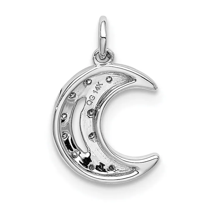 Goldia Charm Necklaces 14k White Gold Real Diamond Moon Charm