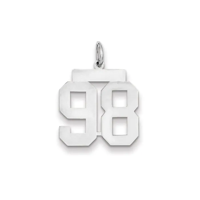 Goldia Charm Necklaces 14k White Gold WG Medium Polished Number 98 Charm