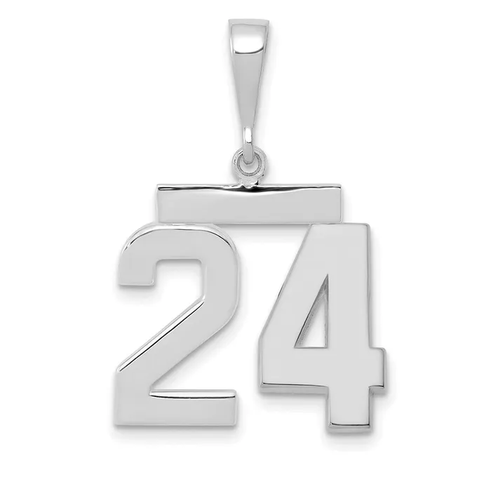 Goldia Charm Necklaces 14k White Goldw Medium Polished Number 24 Charm