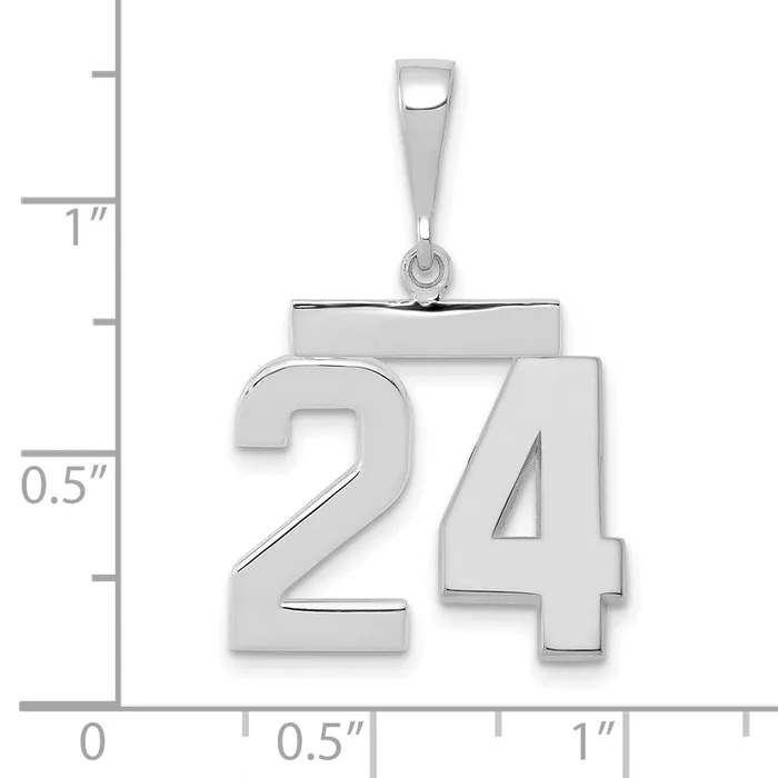 Goldia Charm Necklaces 14k White Goldw Medium Polished Number 24 Charm