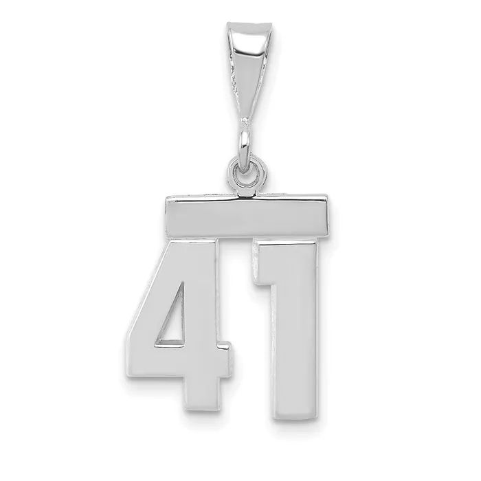 Goldia Charm Necklaces 14k White Goldw Small Polished Number 41 Charm