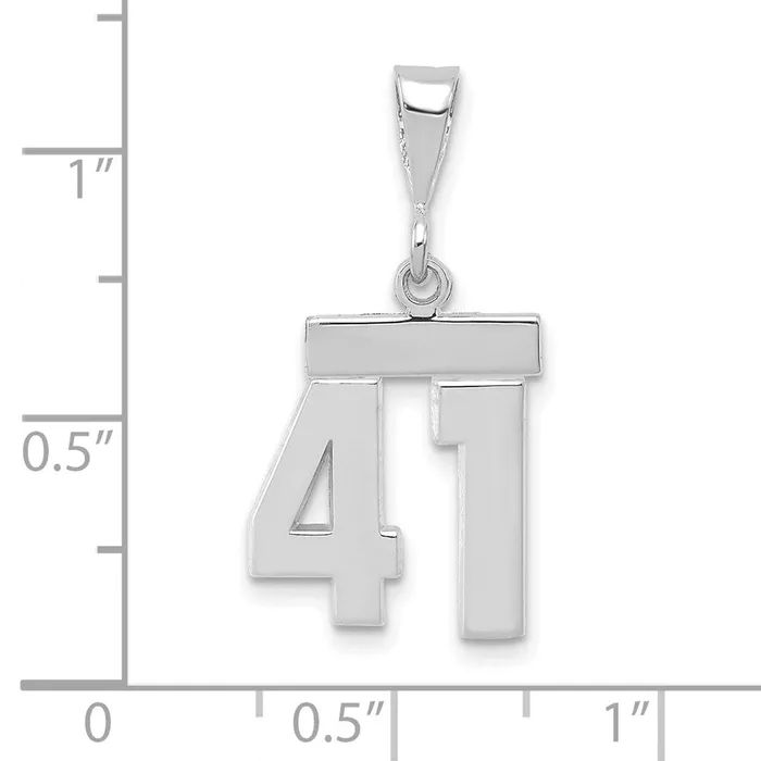Goldia Charm Necklaces 14k White Goldw Small Polished Number 41 Charm