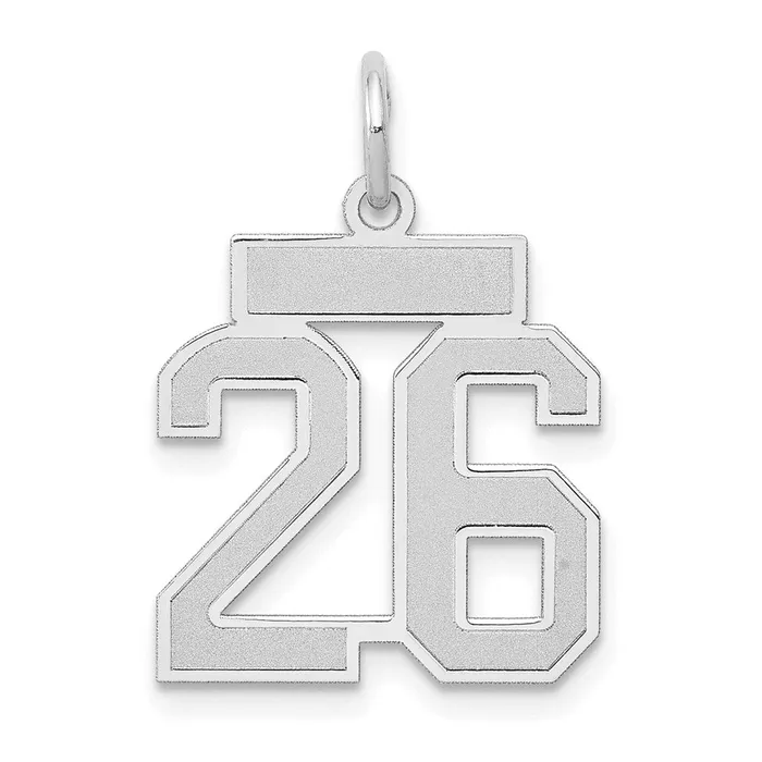Goldia Charm Necklaces 14k White Goldw Small Satin Number 26 Charm