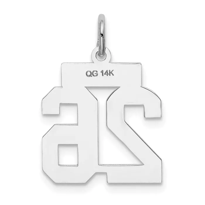 Goldia Charm Necklaces 14k White Goldw Small Satin Number 26 Charm