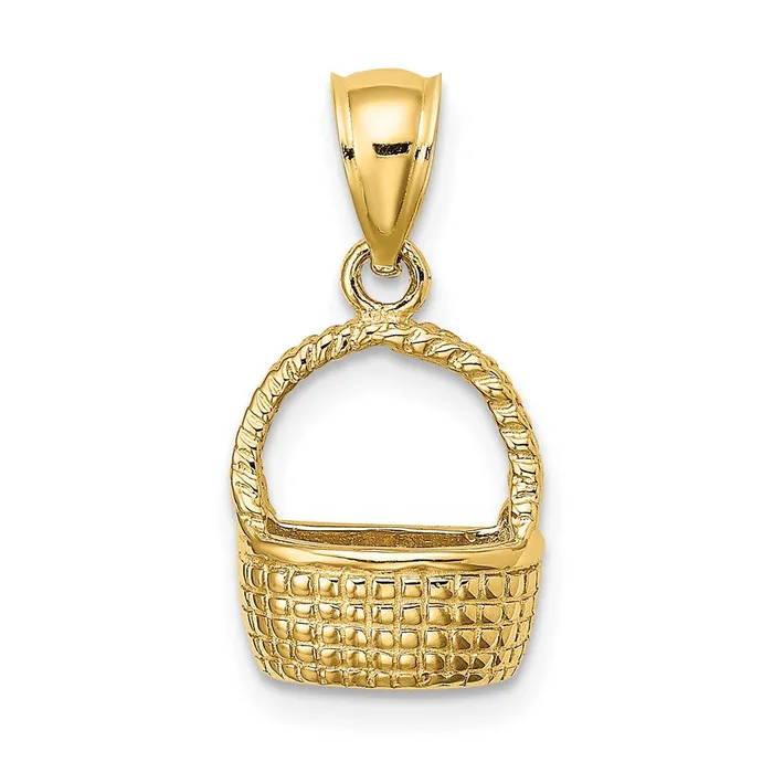 Goldia Charm Necklaces 14k Yellow Gold 2D Flat Back Basket Charm