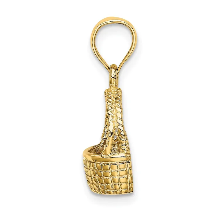 Goldia Charm Necklaces 14k Yellow Gold 2D Flat Back Basket Charm