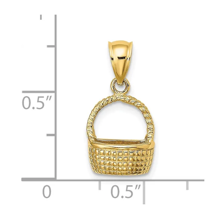 Goldia Charm Necklaces 14k Yellow Gold 2D Flat Back Basket Charm