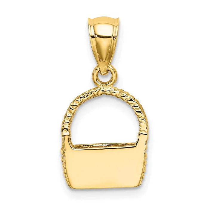 Goldia Charm Necklaces 14k Yellow Gold 2D Flat Back Basket Charm