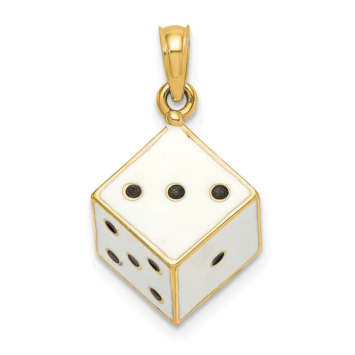 Goldia Charm Necklaces 14k Yellow Gold 3D Enamel Dice Charm