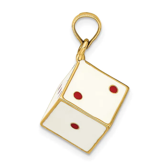 Goldia Charm Necklaces 14k Yellow Gold 3D Enamel Dice Charm