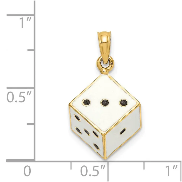 Goldia Charm Necklaces 14k Yellow Gold 3D Enamel Dice Charm
