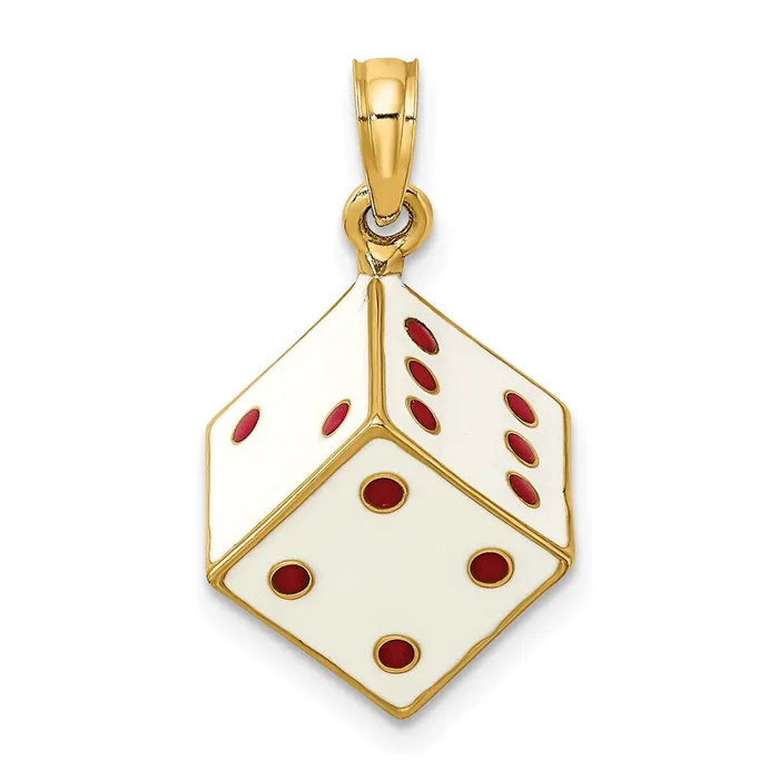 Goldia Charm Necklaces 14k Yellow Gold 3D Enamel Dice Charm