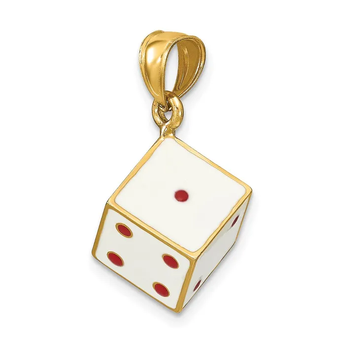Goldia Charm Necklaces 14k Yellow Gold 3D Enamel Dice Charm
