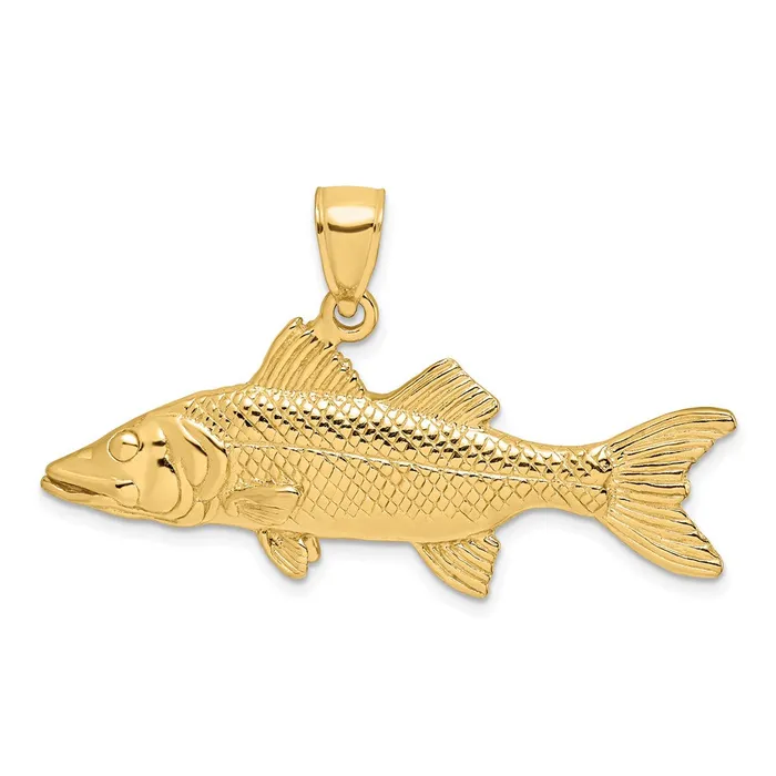 Goldia Charm Necklaces 14k Yellow Gold 3D Snook Fish Charm