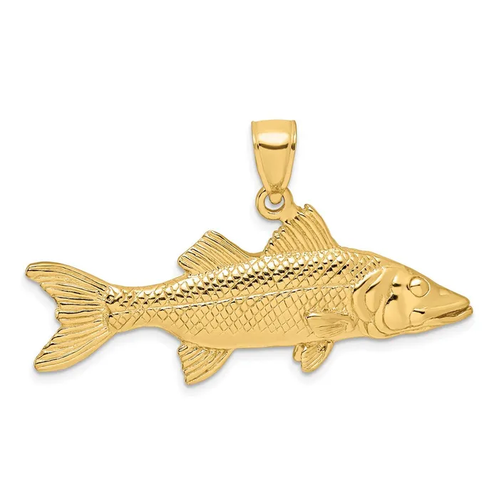 Goldia Charm Necklaces 14k Yellow Gold 3D Snook Fish Charm