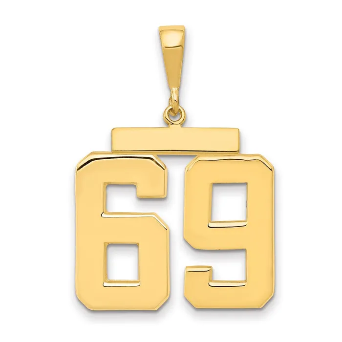 Goldia Charm Necklaces 14k Yellow Gold Large Polished Number 69 Charm