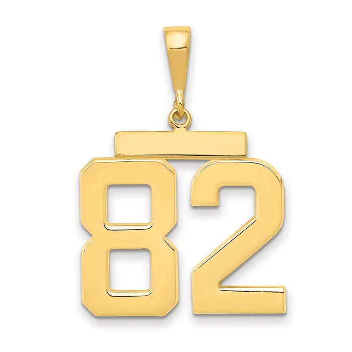 Goldia Charm Necklaces 14k Yellow Gold Large Polished Number 82 Charm