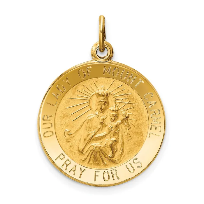 Goldia Charm Necklaces 14k Yellow Gold Our Lady of Mt Carmel Medal Charm Goldia Charm Necklaces 14k Yellow Gold Our Lady of Mt Carmel Medal Charm