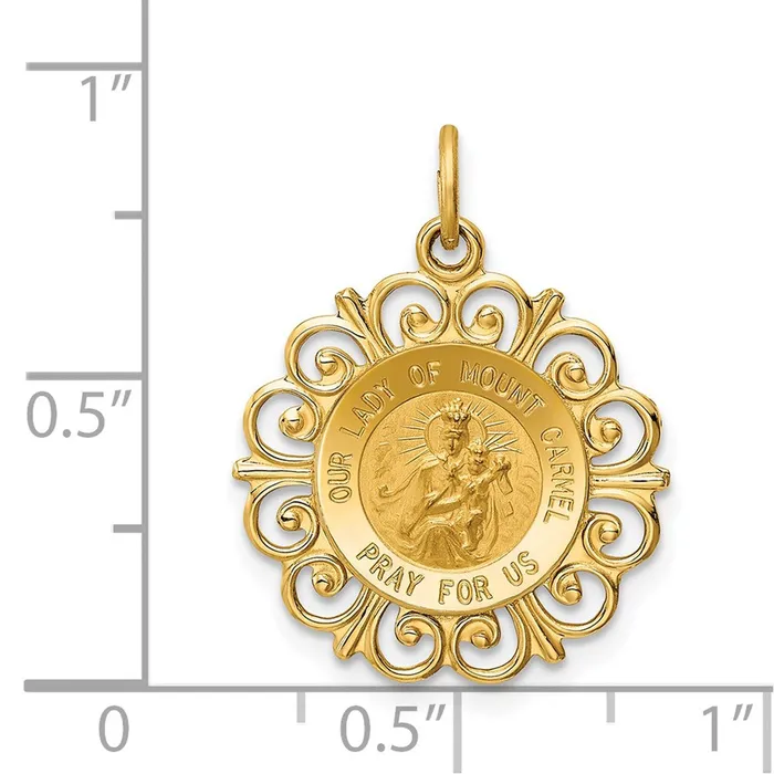 Goldia Charm Necklaces 14k Yellow Gold Our Lady of Mt Carmel Medal Charm