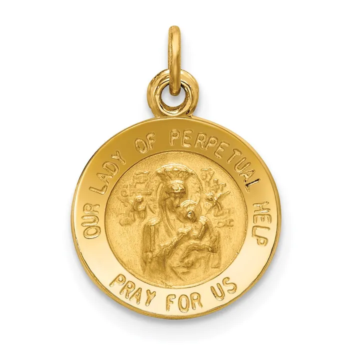 Goldia Charm Necklaces 14k Yellow Gold Our Lady of Perpetual Help Medal Charm Goldia Charm Necklaces 14k Yellow Gold Our Lady of Perpetual Help Medal Charm