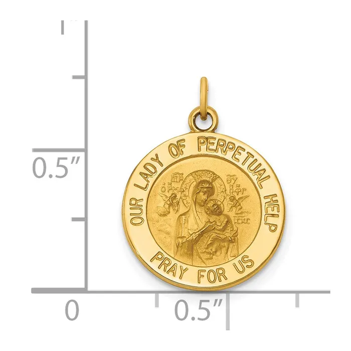 Goldia Charm Necklaces 14k Yellow Gold Our Lady of Perpetual Help Medal Charm
